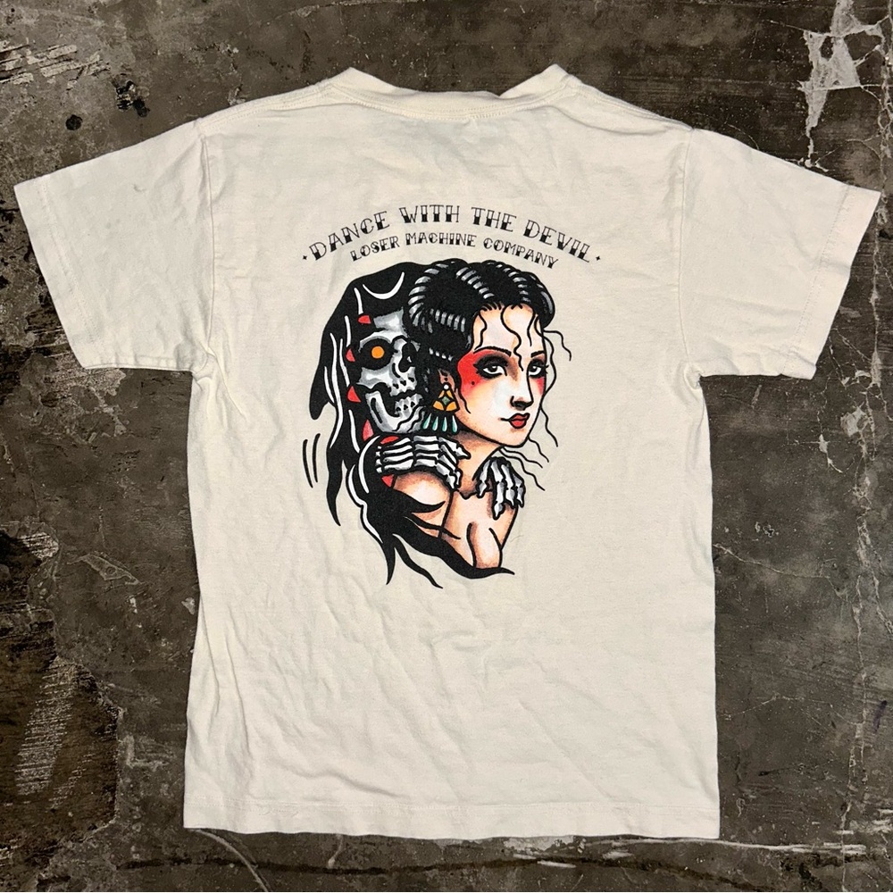 SMALL White "Dance with the devil" graphic tee